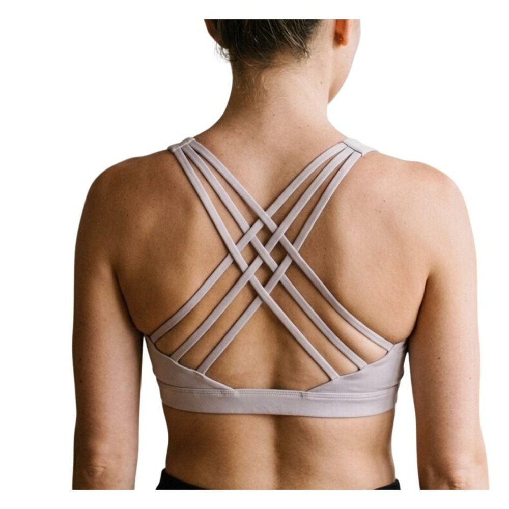 Victoria Sport Strappy Criss Cross Back Sports Bra Mauve Pink Medium C80 D75 E75